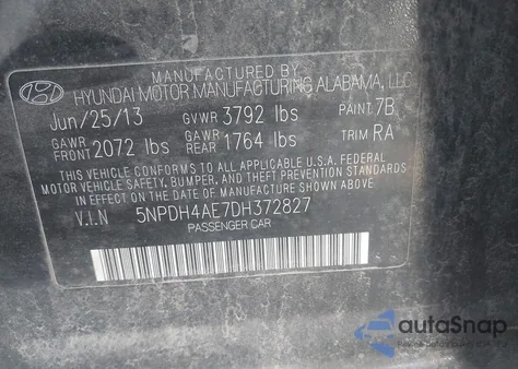 2013 Hyundai Elantra Gls из США, поврежденный, VIN 5NPDH4AE7DH372827